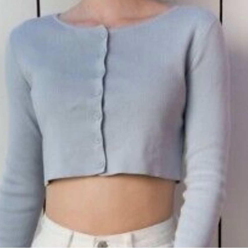 New Brandy  Melville light blue crop cotton button One size